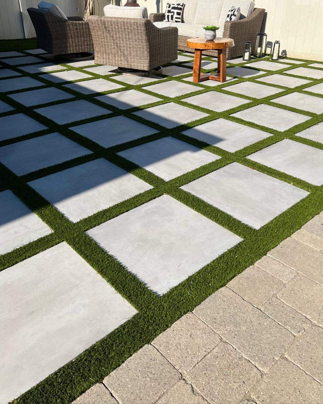 Large-format pavers with turf joints
